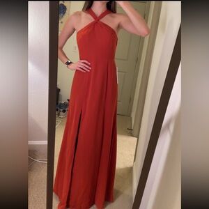 Azazie Paprika Halter Gown